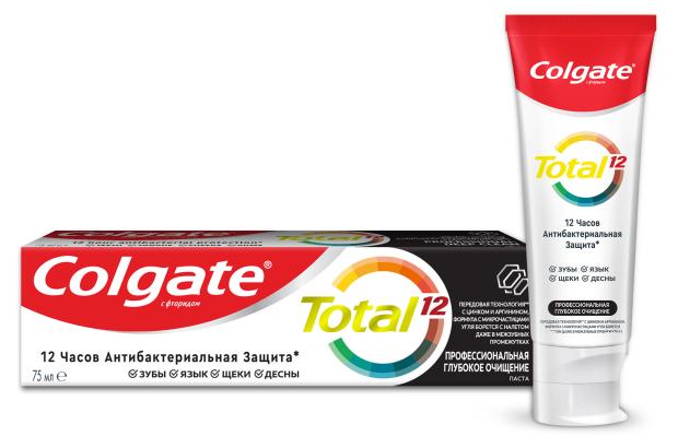 Зубная паста Colgate Total 12 Профессиональная Глубокое Очищение с древесным углем, 75 мл
Зубная паста Colgate Total 12 Профессиональная Глубокое Очищение с древесным углем, 75 мл