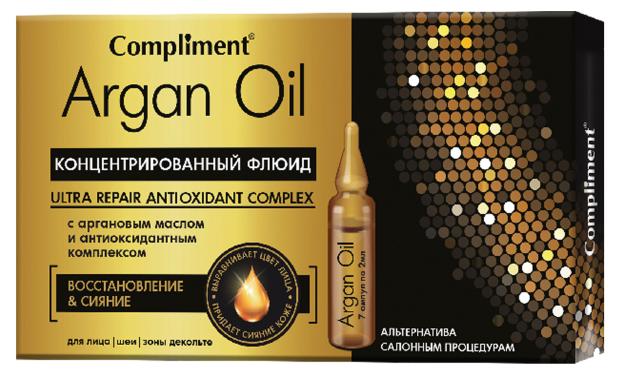 Флюид концентрированный для лица шеи и зоны декольте Compliment Argain Oil Восстановление & Сияние с аргановым маслом и антиоксидантным комплексом, 7х2 мл
Флюид концентрированный для лица шеи и зоны декольте Compliment Argain Oil Восстановление & Сияние с аргановым маслом и антиоксидантным комплексом, 7х2 мл