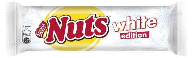 Батончик шоколадный Nuts Белый DUO Покрытый белым шоколадом, 60 г 
Батончик шоколадный Nuts Белый DUO Покрытый белым шоколадом, 60 г