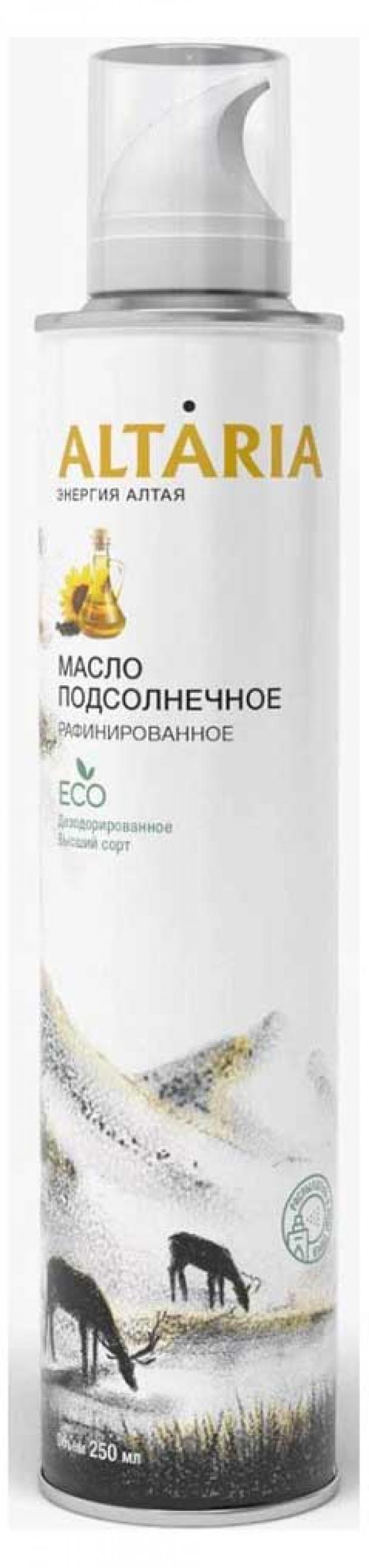 Масло подсолнечное Altaria рафинированное дезодорированное высший сорт спрей, 250 мл
Масло подсолнечное Altaria рафинированное дезодорированное высший сорт спрей, 250 мл