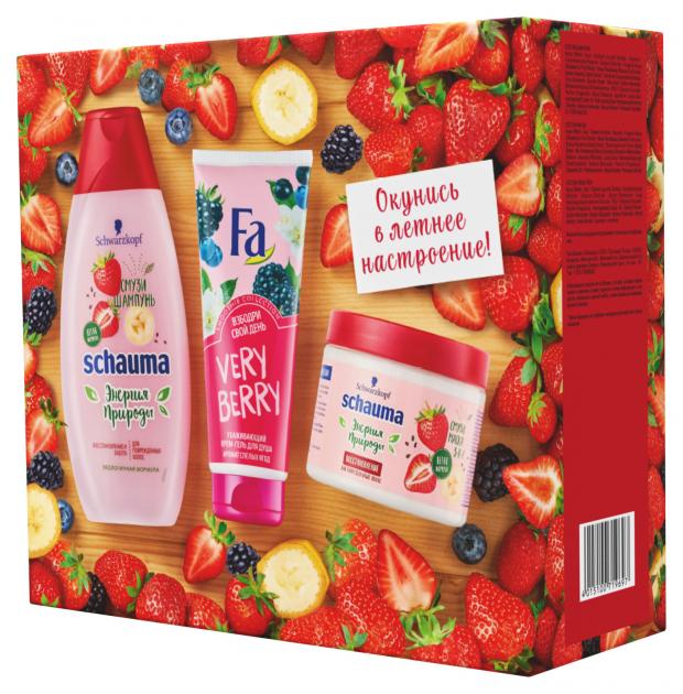 Набор Schauma Смузи Клубника Банан Шампунь + Маска + Fa Гель для душа Smoothie Very Berry
Набор Schauma Смузи Клубника Банан Шампунь + Маска + Fa Гель для душа Smoothie Very Berry