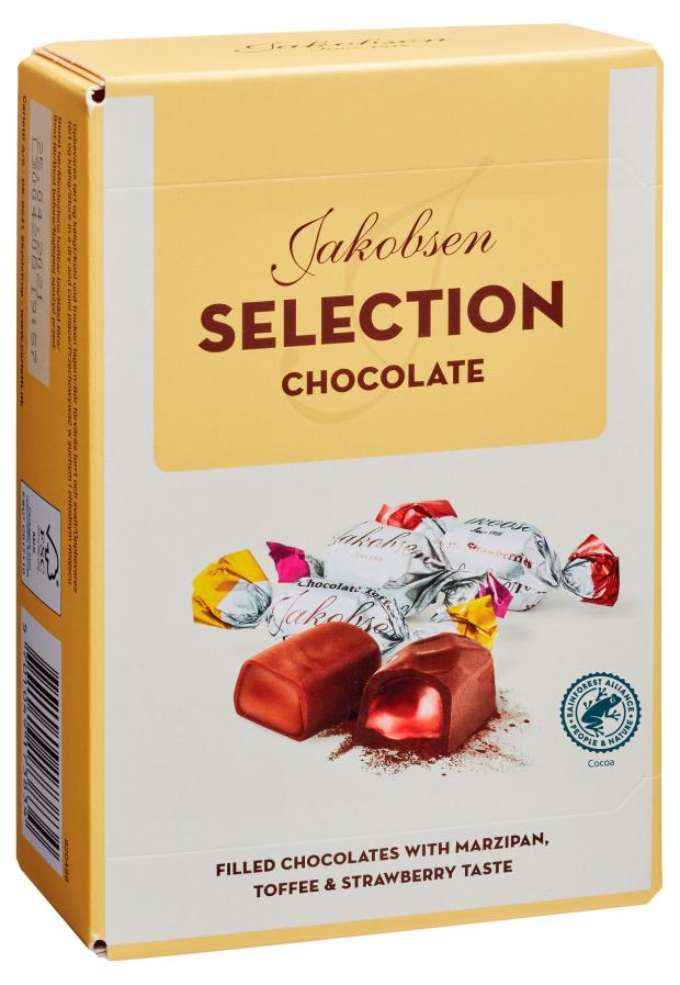 Конфеты шоколадные Jakobsen ассорти Selection со вкусами марципана ириса клубники, 125 г
Конфеты шоколадные Jakobsen ассорти Selection со вкусами марципана ириса клубники, 125 г