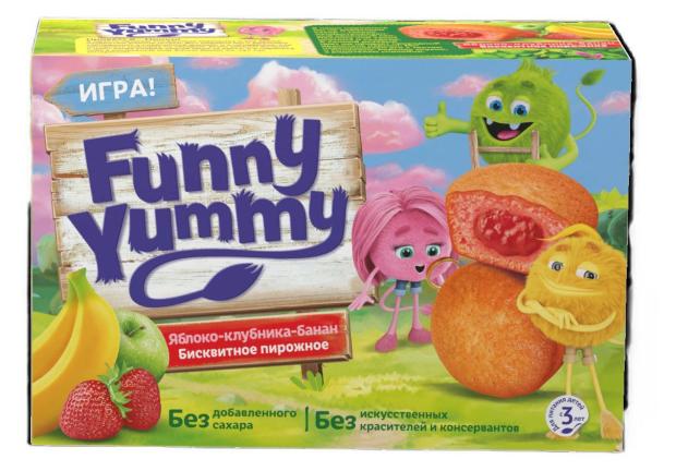 Пирожное бисквитное Funny Yummy с яблочно-клубнично-банановой начинкой с 3-х лет, 100 г
Пирожное бисквитное Funny Yummy с яблочно-клубнично-банановой начинкой с 3-х лет, 100 г