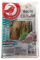 Филе сельди АШАН Красная птица в масле с укропом, 500 г