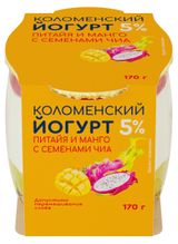 Йогурт «Коломенский» Питайя манго с семена чиа 5% БЗМЖ, 170 г