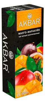 Чай черный AKBAR со вкусом манго маракуйя, 25 шт х 1,5 г