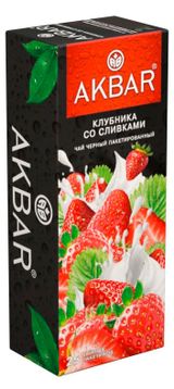 Чай черный AKBAR со вкусом клубника со сливками, 25 шт х 1,5 г