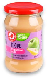 Пюре АШАН Красная птица яблоко-груша без добавления сахара, 280 г