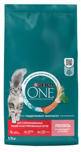 Сухой корм для стерилизованных кошек Purina ONE с лососем, 9,75 кг