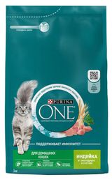 Сухой корм для кошек Purina ONE с индейкой и злаками, 3 кг