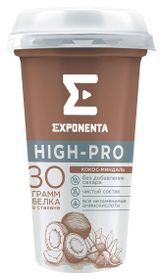 Напиток кисломолочный Exponenta High-Pro кокос-миндаль без добавления сахара 0% БЗМЖ Беларусь охлажденный, 250 мл