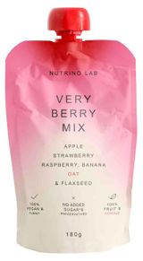 Пюре фруктово-злаковое Nutrino Lab Very Berry Mix Яблоко клубника малина банан с добавлением овса и льна Сербия, 180 г