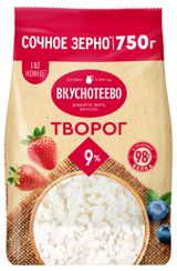 Творог классический рассыпчатый «Вкуснотеево» в пакете 9% ГОСТ БЗМЖ, 750 г