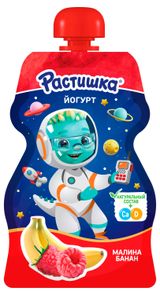 Йогурт питьевой детский «Растишка» малина-банан 2,6% БЗМЖ, 70 г
