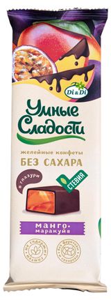 Конфеты желейные «Умные сладости» со вкусом манго-маракуйя в глазури, 105 г