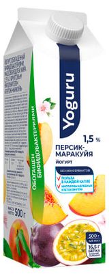 Йогурт питьевой Yoguru Персик Маракуйя 1,5% Беларусь, 500 мл