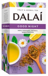 Чайный напиток Dalai Good Night с мятой ромашкой мелиссой и цедрой лимона Беларусь, 25 пакетиков