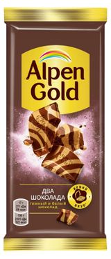 Шоколад темный и белый Alpen Gold два шоколада, 80 г