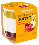 Йогурт «Коломенский» Гранат-Айва 5% БЗМЖ, 170 г
