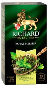 Чай зеленый Richard Royal Melissa с мелиссой в пакетиках, 25х2 г