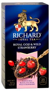 Чай черный Richard Royal Goji & Wild Strawberry ароматизированный, 25 пакетиков