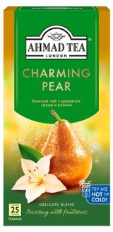 Чай зеленый Ahmad Tea Charming Pear с ароматом груши и ванли в пакетиках, 25 шт х 1,5 г