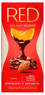 Шоколад темный RED Delight с апельсином и миндалем, 70 г