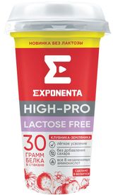 Напиток кисломолочный Exponenta High-pro клубника земляника без лактозы без добавления сахара 0% БЗМЖ Беларусь охлажденный, 250 мл