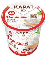 Творог зерненый «КАРАТ» Домашний 4% БЗМЖ, 300 г