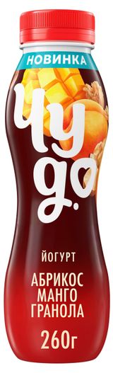 Йогурт питьевой «Чудо» Абрикос манго гранола 2,2% БЗМЖ, 260г
