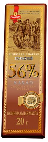 Шоколад горький «Спартак» 56%, 20 г