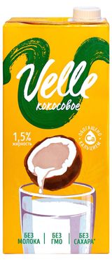 Напиток на растительной основе Velle рисовый кокосовый без добавления сахара 1,5%, 1 л