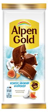Шоколад молочный Alpen Gold кокос инжир и крекер, 80 г