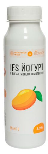 Йогурт питьевой «Молочное море» IFS с манго 3,2% БЗМЖ, 250 г