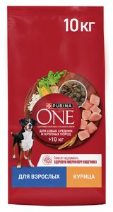Сухой корм для собак Purina ONE с курицей и рисом, 10 кг
