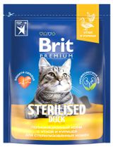Сухой корм для стерилизованных и кастрированных котов Brit Premium утка, 800 г