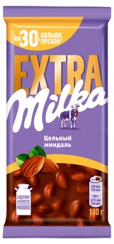 Шоколад молочный Milka Extra с цельным миндалем, 140 г