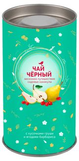 Чай черный АШАН Красная птица Садовые каникулы с кусочками груши и ягодами барбариса, 80 г
