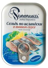 Сельдь «Раптика» в винном соусе по-исландски филе-кусочки, 115г