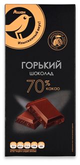Шоколад горький АШАН Золотая птица 70% какао, 100 г