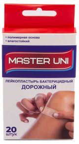 Изображение товара Лейкопластырь бактерицидный Master Uni Дорожный на полимерной основе Великобритания, 20 шт
