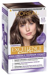Изображение товара Крем-краска для волос L’Oréal Paris Excellence Cool Crème Ультрапепельный темно-русый тон 6.11, 192 мл