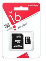 Изображение товара Карта памяти MicroSDHC SmartBuy 16 Гб Сlass 10 с адаптером
