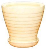 Изображение товара Горшок керамический с поддоном бежевый Ø16 см