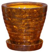 Изображение товара Горшок керамический с поддоном коричневый Ø16 см