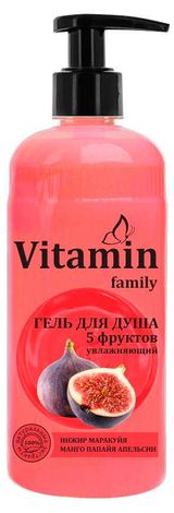Изображение товара Гель для душа Vitamin Family 5 фруктов увлажняющий, 650 мл