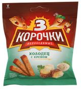 Изображение товара Сухарики ржаные «3 Корочки» со вкусом холодца и хрена, 40 г