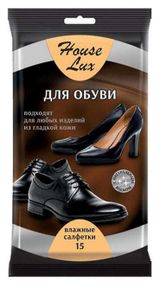 Изображение товара Влажные салфетки для обуви из гладкой кожи House Lux, 15 шт