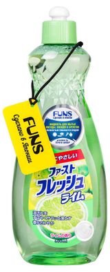 Изображение товара Жидкость для мытья посуды овощей и фруктов свежий Funs Лайм, 600 мл