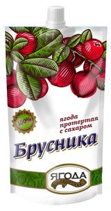 Изображение товара Брусника протертая «Сибирская Ягода» с сахаром, 280 г